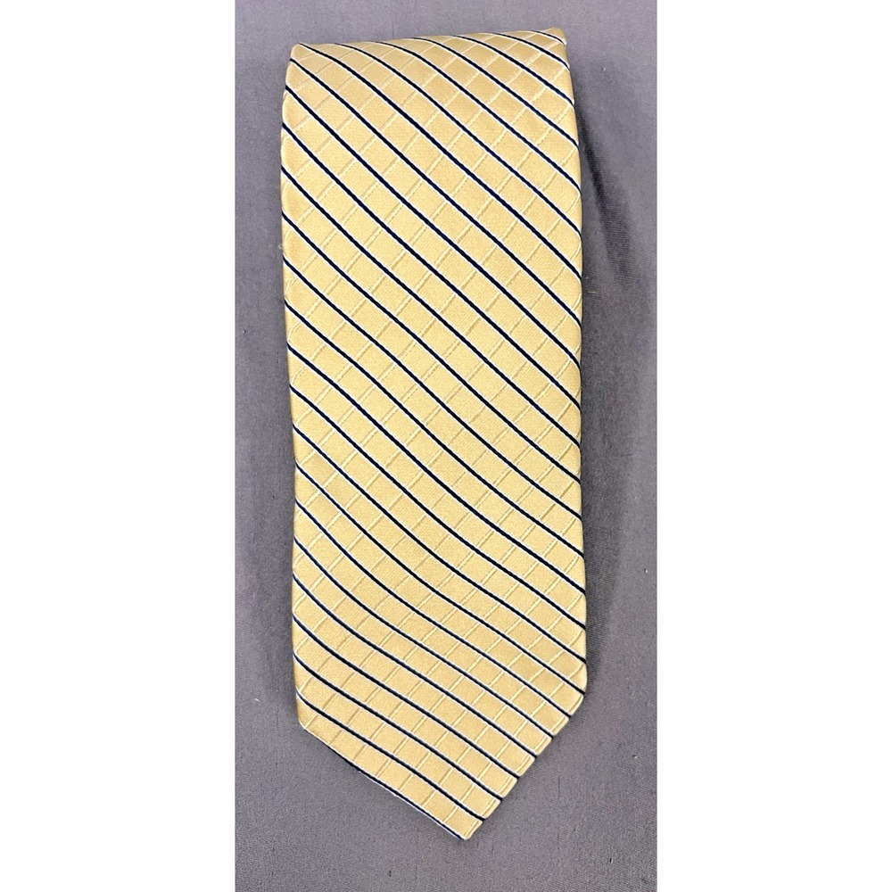 Tommy Hilfiger Mens 100% Silk Yellow Blue Tie Classic Necktie 58x3.25